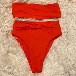 XS Cherry Tomato Toast Swim Bikini Bandeau High Waisted
